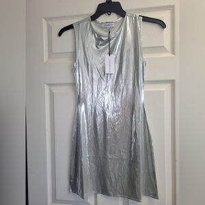 WeWoreWhat Metallic Silver dress new